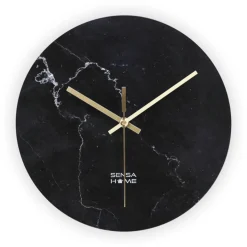 SensaHome Glazen Wandklok 30cm Minimalistische Marmeren Design met Stille uurwerk