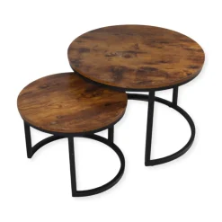 SensaHome Salontafel Set Antieke Ronde Houten Tafelset Clearance