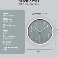 SensaHome Wandklok Minimalistische Design Stille Uurwerk TM20050-4