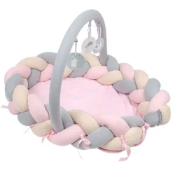 Sevibaby Roze 3-in-1 Braided Bedbumper en Babynest Best