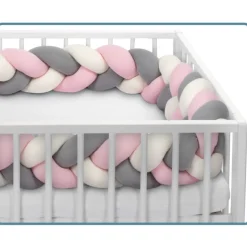 Sevibaby Roze 3-in-1 Braided Bedbumper en Babynest Best