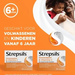 Strepsils Sinaasappel & Vitamine C Zuigtabletten Hot