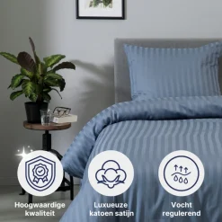 Ten Cate 100% Katoensatijnen Tweepersoons Dekbedovertrek New
