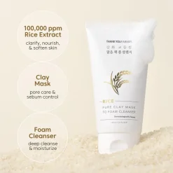 THANK YOU FARMER Rice Pure Clay Mask to Foam Cleanser Sale