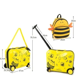 Trendmix 2 delige Ride On Koffer met Wielen Inclusief Rugtas Bijen Best