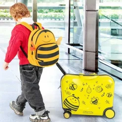 Trendmix 2 delige Ride On Koffer met Wielen Inclusief Rugtas Bijen Best