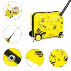 Trendmix 2 delige Ride On Koffer met Wielen Inclusief Rugtas Bijen Best