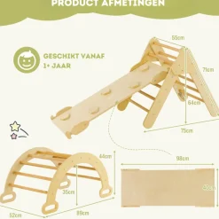 Trendmix 3 in 1 Houten Klimset met Glijbaan Klimdriehoek en Klimboog Sale