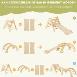 Trendmix 3 in 1 Houten Klimset met Glijbaan Klimdriehoek en Klimboog Sale