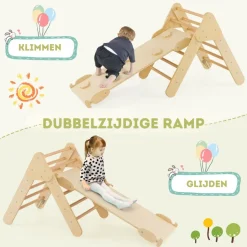 Trendmix 3 in 1 Houten Klimset met Glijbaan Klimdriehoek en Klimboog Sale