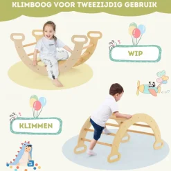 Trendmix 3 in 1 Houten Klimset met Glijbaan Klimdriehoek en Klimboog Sale