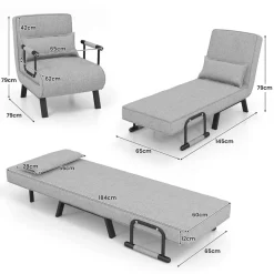 Trendmix 4-in-1 Uitklapbare Slaapstoel Slaapbank Met 6 Standen Verstelbare Rugleuning Online