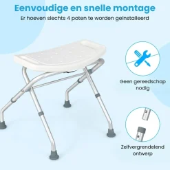 Trendmix lichtgewicht opklapbare douchekruk verstelbaar in 3 hoogtes met handgrepen Outlet