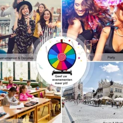 Trendmix rad van fortuin gezelschapspel draairad voetstandaard met 14 schrijfvakken