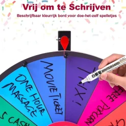 Trendmix rad van fortuin gezelschapspel draairad voetstandaard met 14 schrijfvakken