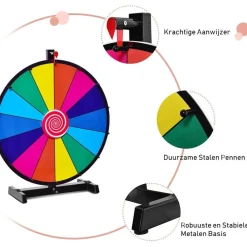 Trendmix rad van fortuin gezelschapspel draairad voetstandaard met 14 schrijfvakken