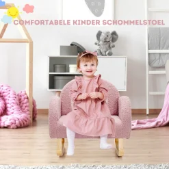 Trendmix Schommelstoel Kinderen Teddy Stof Regenboog Schommelzitje New