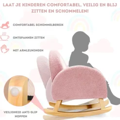 Trendmix Schommelstoel Kinderen Teddy Stof Regenboog Schommelzitje New