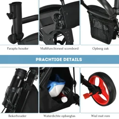 Trendmix Verstelbare Lichtgewicht Golf trolley Met 3 Wielen Hot