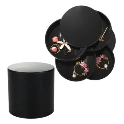 UNIQ draaibare ronde sieradendoos / organizer met 4 vakken - Zwart Outlet