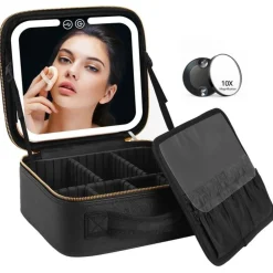 UNIQ Make-up Reistas met LED-lampje - Toilettas / Cosmetische tas voor al je make-up - Zwart Sale