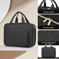 UNIQ Reis Toilettas met Haak en 4 Vakken - Zwart Hot