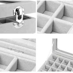 UNIQ sieradendoosje in grijs velours Outlet