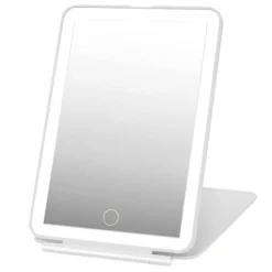 UNIQ Opvouwbare LED Make‑upspiegel (USB oplaadbaar) – Reisspiegel met 3 Lichtstanden, Wit Online